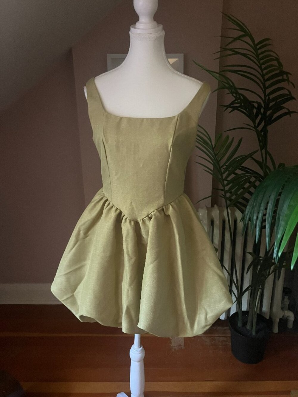 A line structured party dress bubble hem mini preppy tweed thick